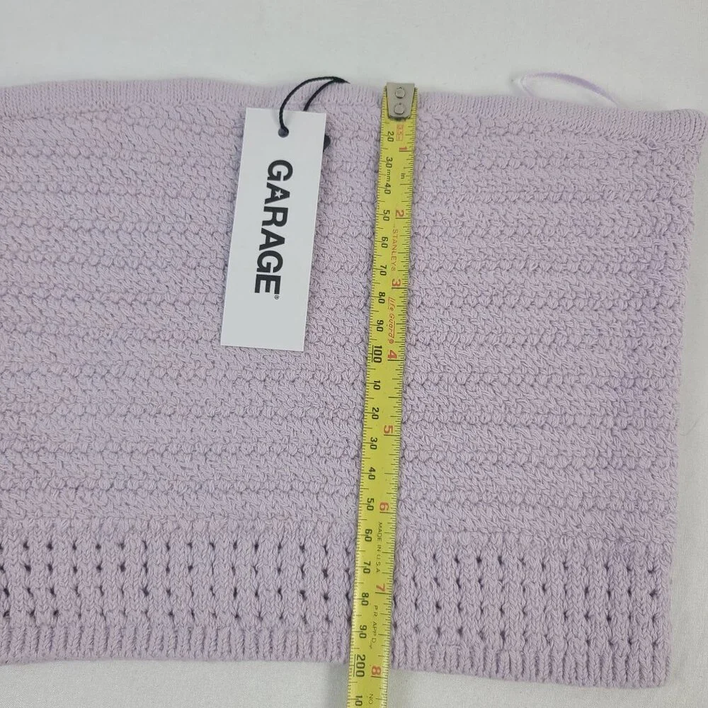 NWT Garage Bandeau Crochet Tube Top Orchid Petal Sz XS Cotton Blend - Picture 4 of 6